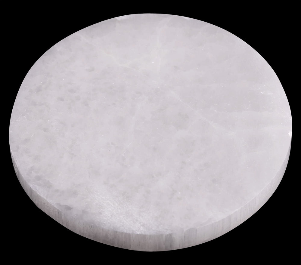 Wish Well selenite plate 6in cleanses and recharges large stones for clear energy.