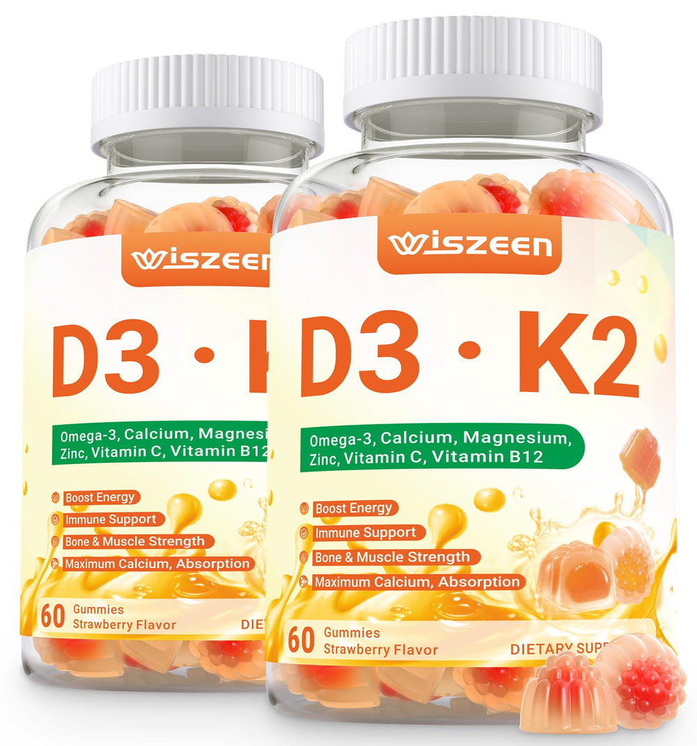 Wiszeen vitamin d3 k2 gummies bottle closed for daily bone and immune support.
