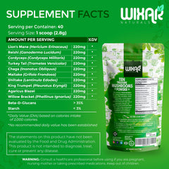Measuring scoop of Wixar Naturals Ten Treasure Mushrooms Powder for daily use