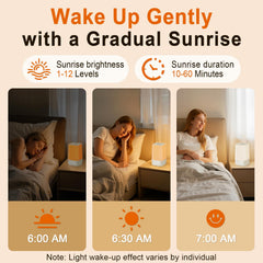 Wkzay sunrise alarm clock showing gradual brightness for gentle wake