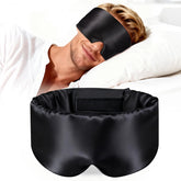 WM Western Miracle Silk Sleep Mask close-up showing ultra-soft mulberry silk for eye comfort.