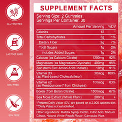 WOGORGT gummies close-up on peach flavor with D3 and K2 for tasty daily micronutrients.