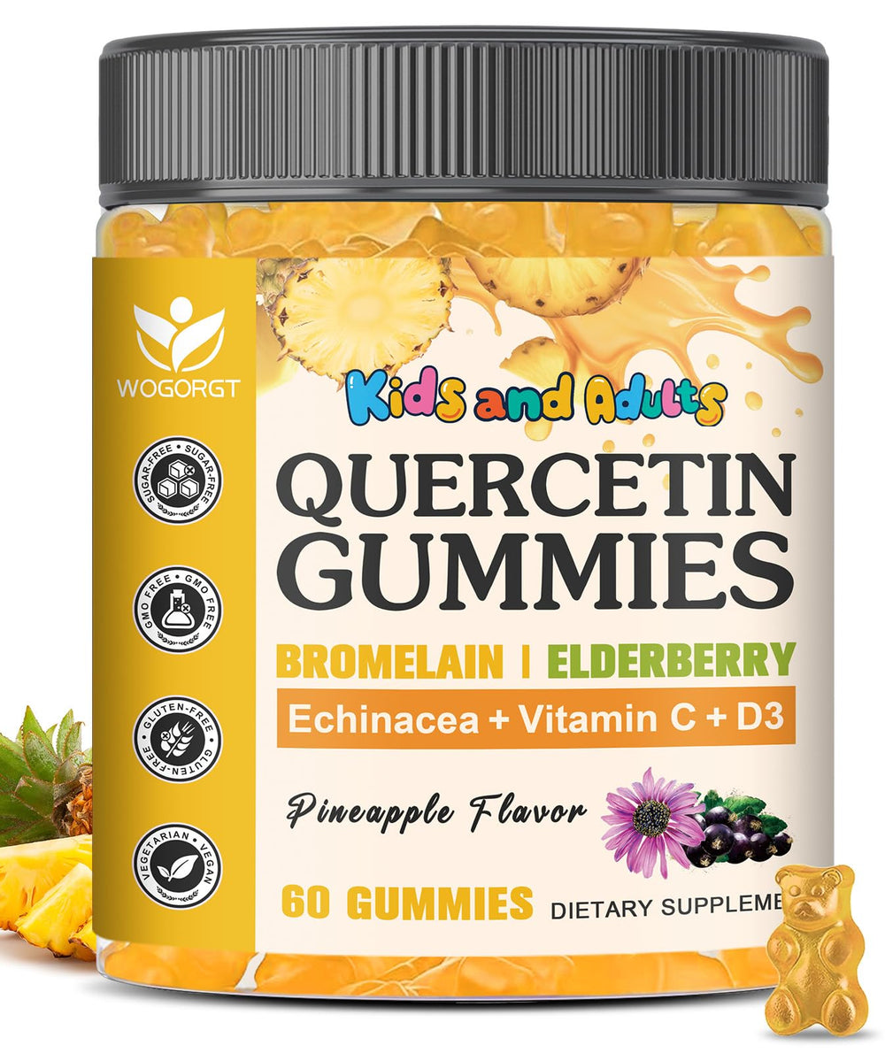 WOGORGT Quercetin Gummies bottle pour for easy daily intake.