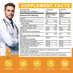WOGORGT Quercetin Gummies pineapple flavor close-up invites daily use.