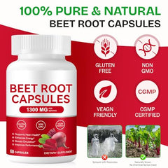 WOJBALMN Beet Root Capsules close-up pills showing easy swallow.