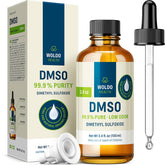 WoldoHealth DMSO bottle with a precise dropper enabling accurate dosing for experiments