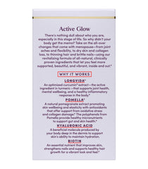 Womaness Active Glow capsules in hand highlighting hair and nails nourishment.