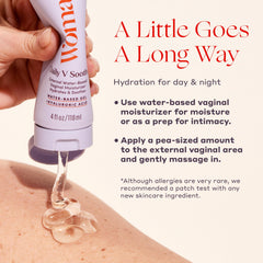 Gently applying Womaness Daily V Soothe to external vulva area for daily comfort.