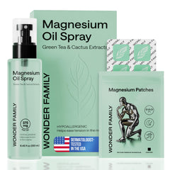 WONDER FAMILY magnesium oil spray bottle for feet, ready for soothing topical application