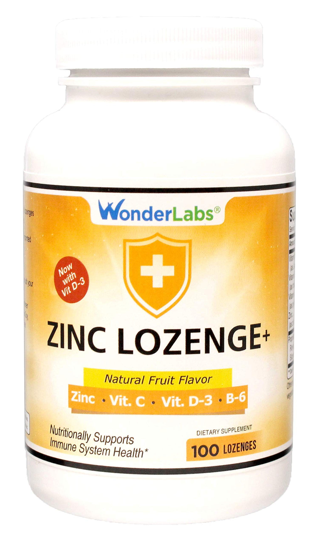 Wonder Laboratories zinc lozenges bottle with fruit flavor for daily immune support