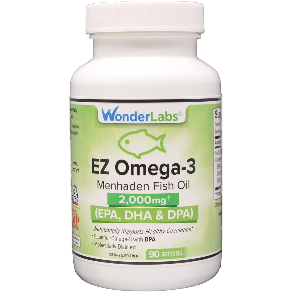 Wonder Laboratories Atlantic Menhaden Fish Oil burpless softgels in bottle for daily use
