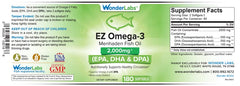 EZ Omega-3 bottle label shows EPA DHA DPA balance for a complete omega-3 profile