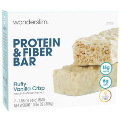WonderSlim High Fiber Protein Bar vanilla crisp pack for on-the-go energy.