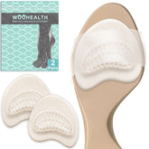 WOOHEALTH metatarsal pads in apricot packaging, easy to open and apply.