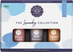 Woolzies Laundry Collection packaging highlights premium essential oils for fresh laundry scent