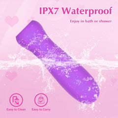 Compact-size purple massager ready for travel in a bag.