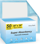 Wowflash underpads with visible 5-layer protection on top surface.