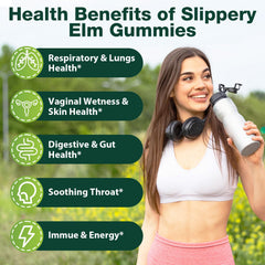 Wriayrui organic slippery elm bark gummies label shows natural ingredients