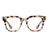 Wrimen blue light blocking glasses worn by a woman at a desk for screen protection.