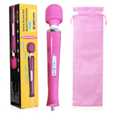 Wrrozz pink massager wand closeup showing ergonomic design for neck and back.