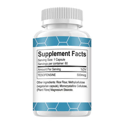 WUCOO Tesofensine capsules close-up showing precise 500MCG dosage for consistent intake