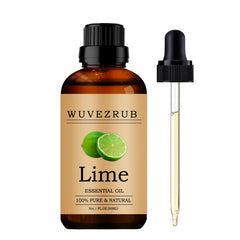 Wuvezrub lime essential oil bottle with a bright aroma for diffusers and ambient air.