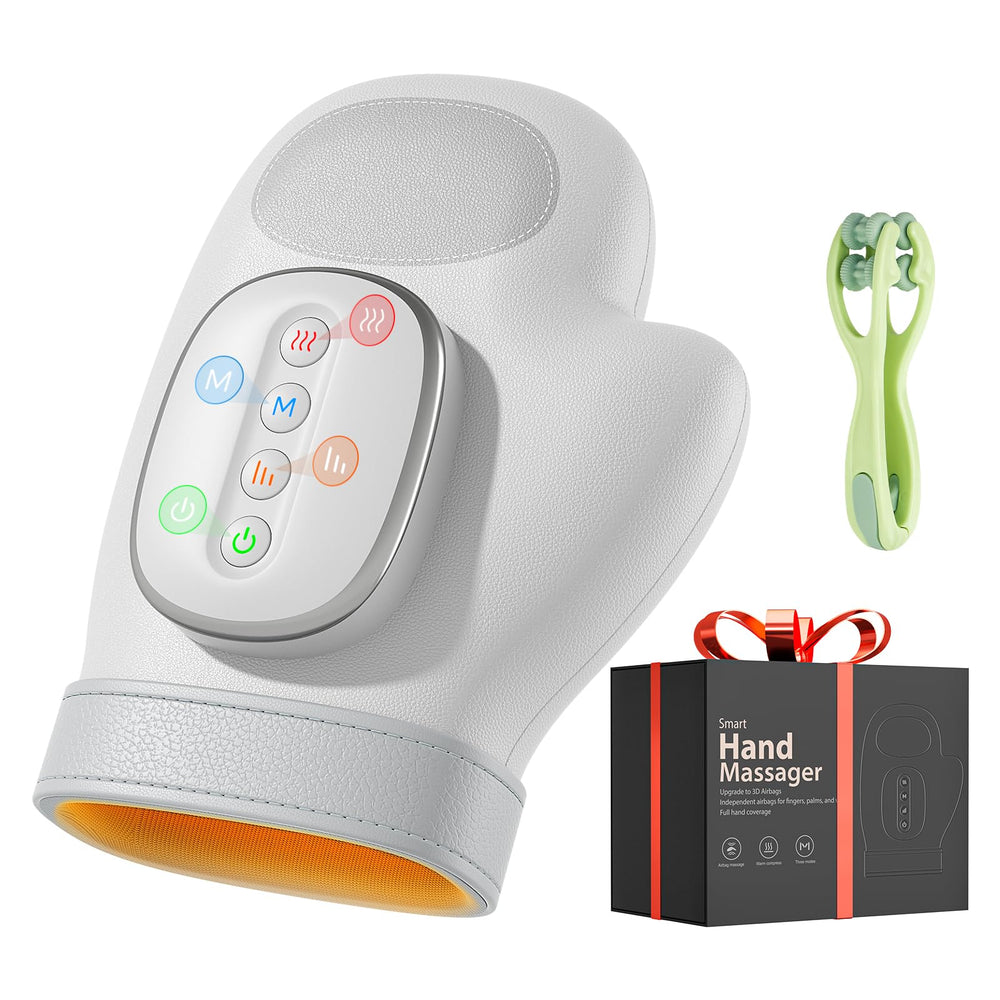 WUX Hand Massager in use with heat compression for hand fatigue relief
