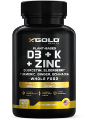 X Gold Health 8-in-1 bottle with vegan capsules for daily wellness.