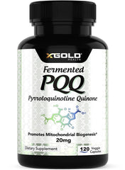 X Gold Health PQQ bottle front, signaling premium mitochondrial support for daily energy