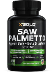 X Gold Health Saw Palmetto bottle supports daily prostate wellness