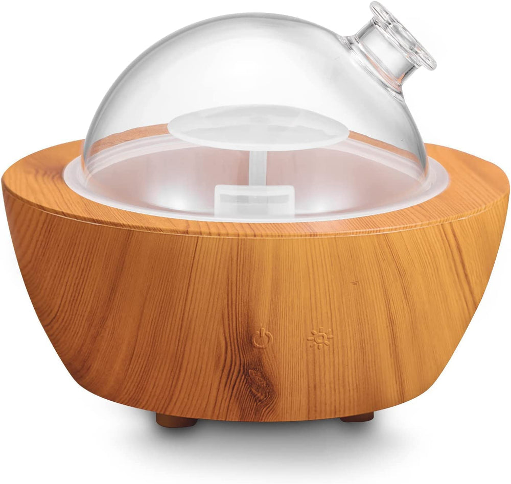 XANAPHIA 280ml glass diffuser with wood-grain base for calming bedroom fragrance