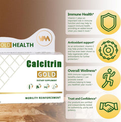 XCFXCF Calcitrin Gold person walking implies ongoing mobility support in daily life.