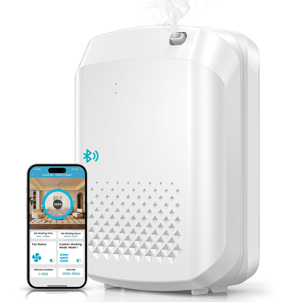 XEITIN waterless diffuser in wall-mount setup for expansive spaces with hotel-like ambiance
