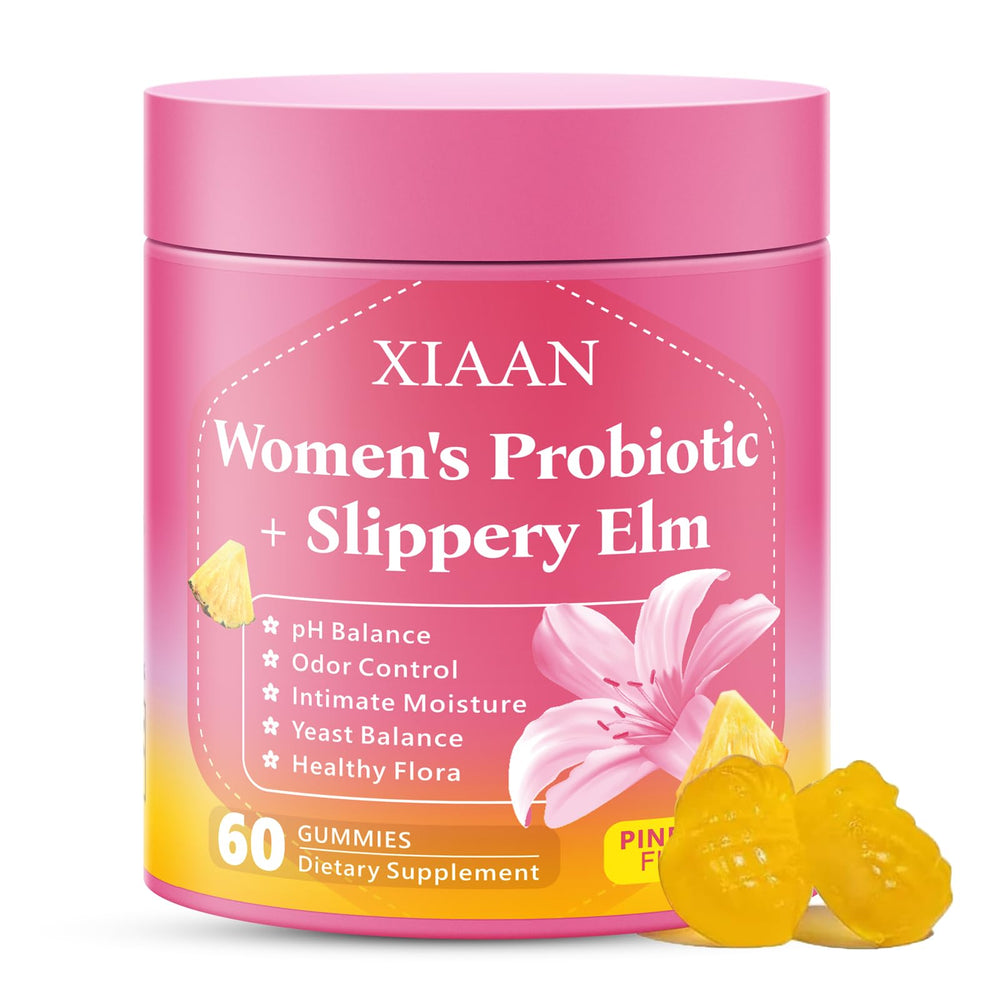 XIAAN Women Probiotic Slippery Elm Gummies bottle for convenient feminine health support.