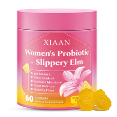 XIAAN Women Probiotic Slippery Elm Gummies bottle for convenient feminine health support.