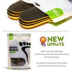 XINIFOOT honeycomb insoles closeup highlighting breathable fabric and plush cushioning.