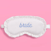 xo, Fetti ruffled bride sleep mask front view for comfortable travel nights.