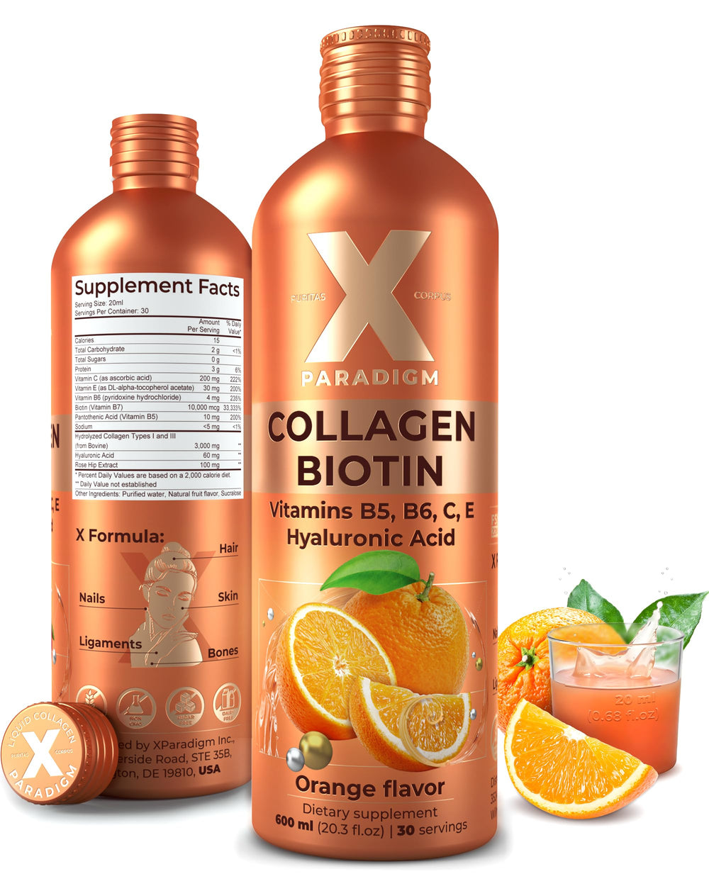 XParadigm Puritas Corpus liquid collagen bottle for easy daily absorption.