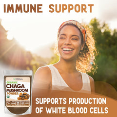 XPRS Nutra Chaga Powder with scoop ready for quick servings.