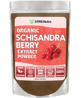 XPRS Nutra Organic Schisandra berry powder in a jar, ideal for smoothies and daily rituals.