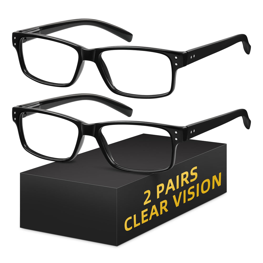 XVXV reading glasses with square frame for two-pair set, ideal for daily reading.