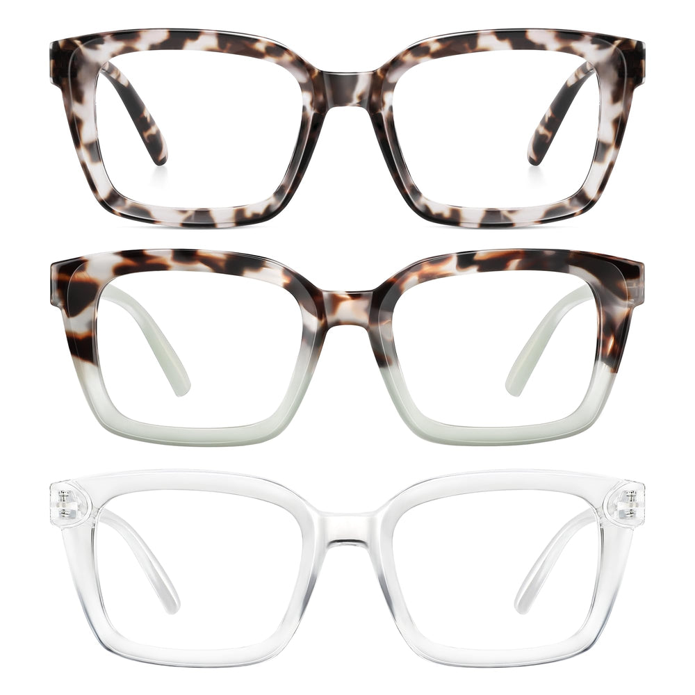XVXV reading glasses with blue light blocking and oversized Oprah-square frames for clear reading