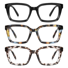 XVXV reading glasses oversize square, front view, blue light protection for clear daytime reading