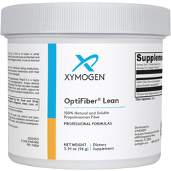 XYMOGEN OptiFiber Lean bottle front showing natural soluble fiber for satiety support