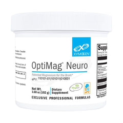 XYMOGEN OptiMag Neuro tub front with unflavored powder for brain support.