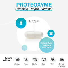 Close-up of XYMOGEN ProteoXyme capsules highlighting acid-resistant delivery