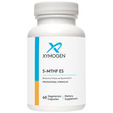 XYMOGEN 5-MTHF bottle close-up showing bioactive folate in high-potency form