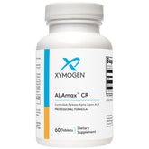 XYMOGEN ALAmax CR bottle front demonstrates a 60-tablet supply for antioxidant support.