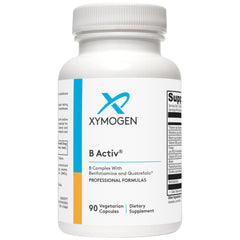 XYMOGEN B Activ bottle closeup showing a complete B complex for daily energy support.