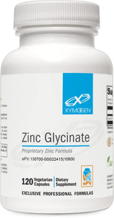 XYMOGEN Chelated Zinc Glycinate bottle on shelf suggests reliable daily immune support